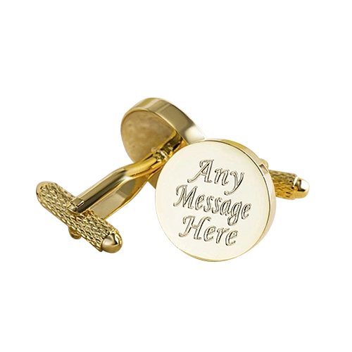Engraved Round Gold Cufflinks