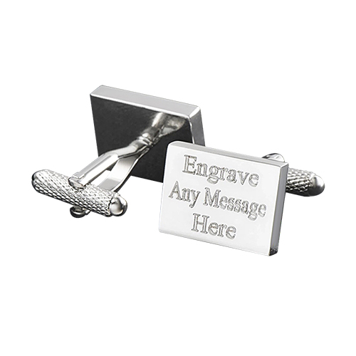 Personalized Silver Rectangle Cufflinks Personalized Silver Rectangle Cufflinks