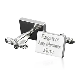 Personalized Silver Rectangle Cufflinks